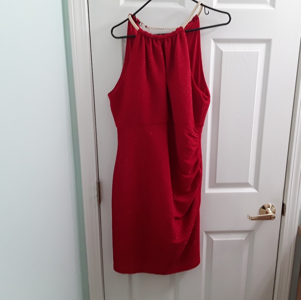 Eliza J Red Sparkle Sleeveless Party Cocktail Dress - Picture 1 of 9